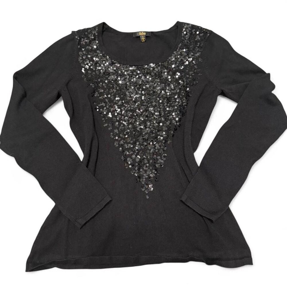 Sequined Women's Black Shirt